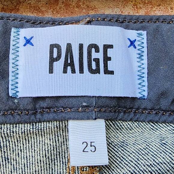 Paige Skyline Ankle Peg Raw Step Hem Mid-Rise Jeans Brookdale Size 25 - Picture 3 of 7
